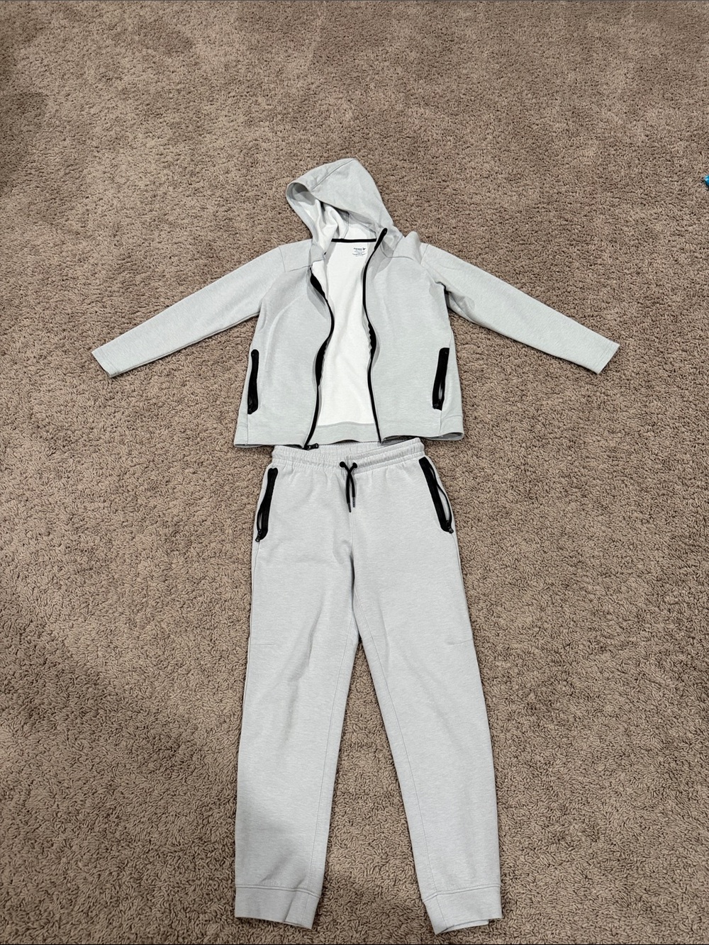 Old Navy Light Gray Kids Hooded Jacket & Joggers Set